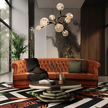 MAREE II Sofa, LATZA Center Table, HORUS Irregular Suspension Light